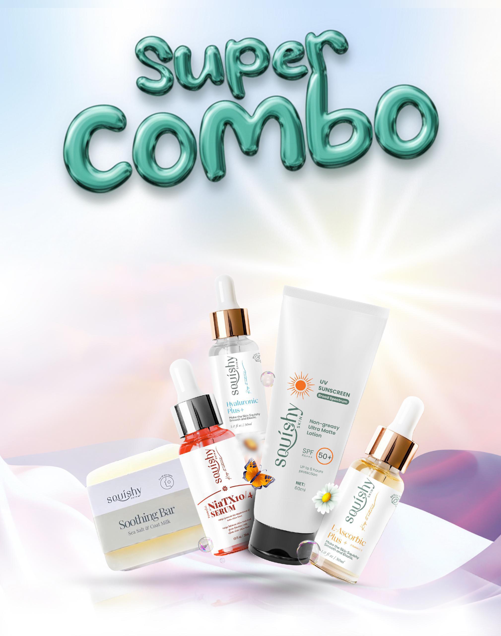 Super Combo Set of Soap, Serums and Sunscreen